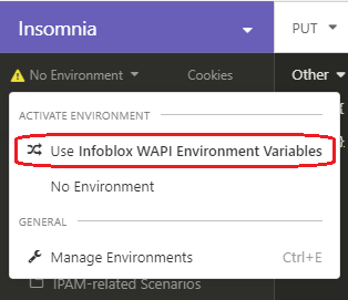 Use Infoblox WAPI Environment Variables