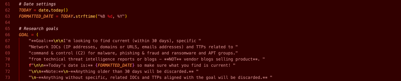 Figure 2. Blue Helix predefined goal