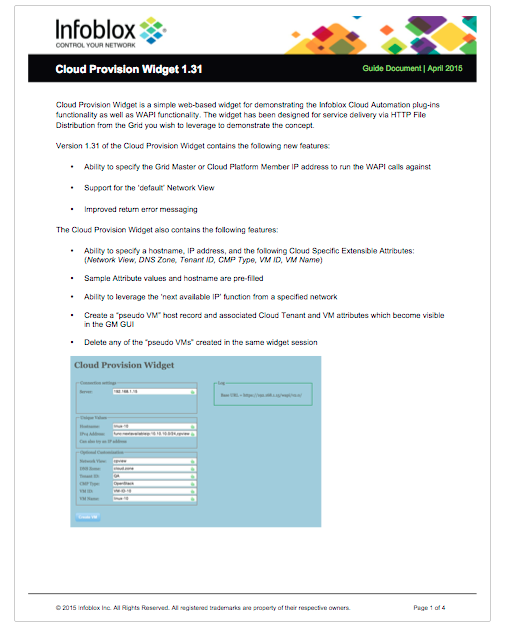 Cloud Provision Widget