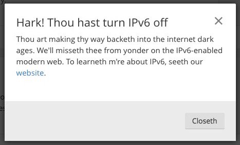 Notice that IPv6 is turned off