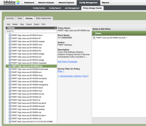NetMRI Advisor - Policy Design Center