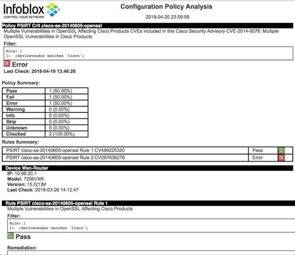 NetMRI Advisor Config Policies