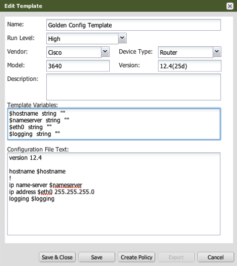 NetMRI Edit Template Variables