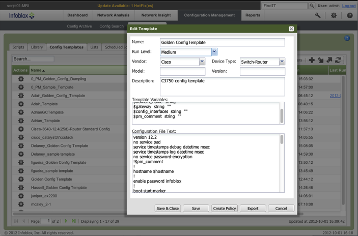 NetMRI Edit Template
