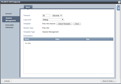 Session template selection