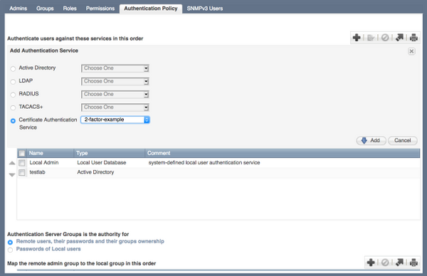 Administrators à Authentication Policy