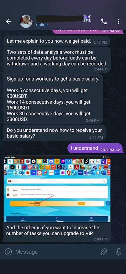 Figure 18. Maria explaining the hypothetical salary for the job