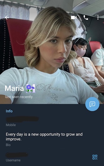 Figure 3. Maria’s Telegram profile