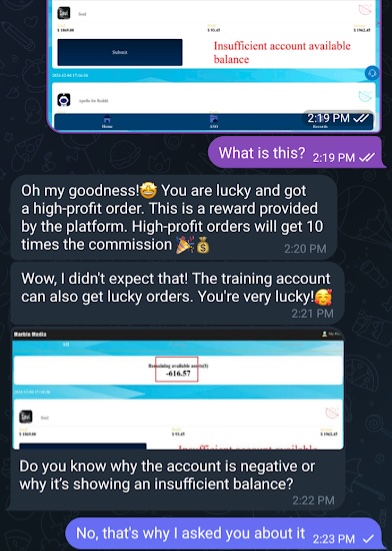 Figure 7. Asking Maria about the insufficient account balance