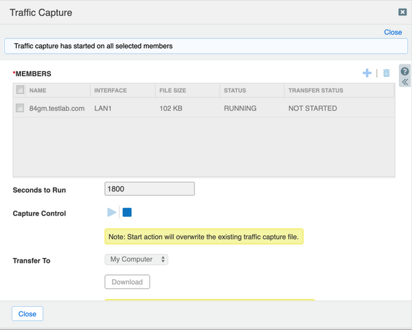 Traffic Capture Feature on NIOS GUI