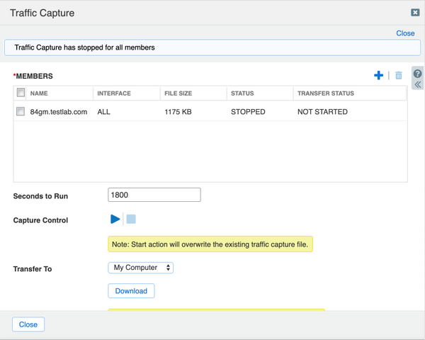 Traffic Capture Feature on NIOS GUI