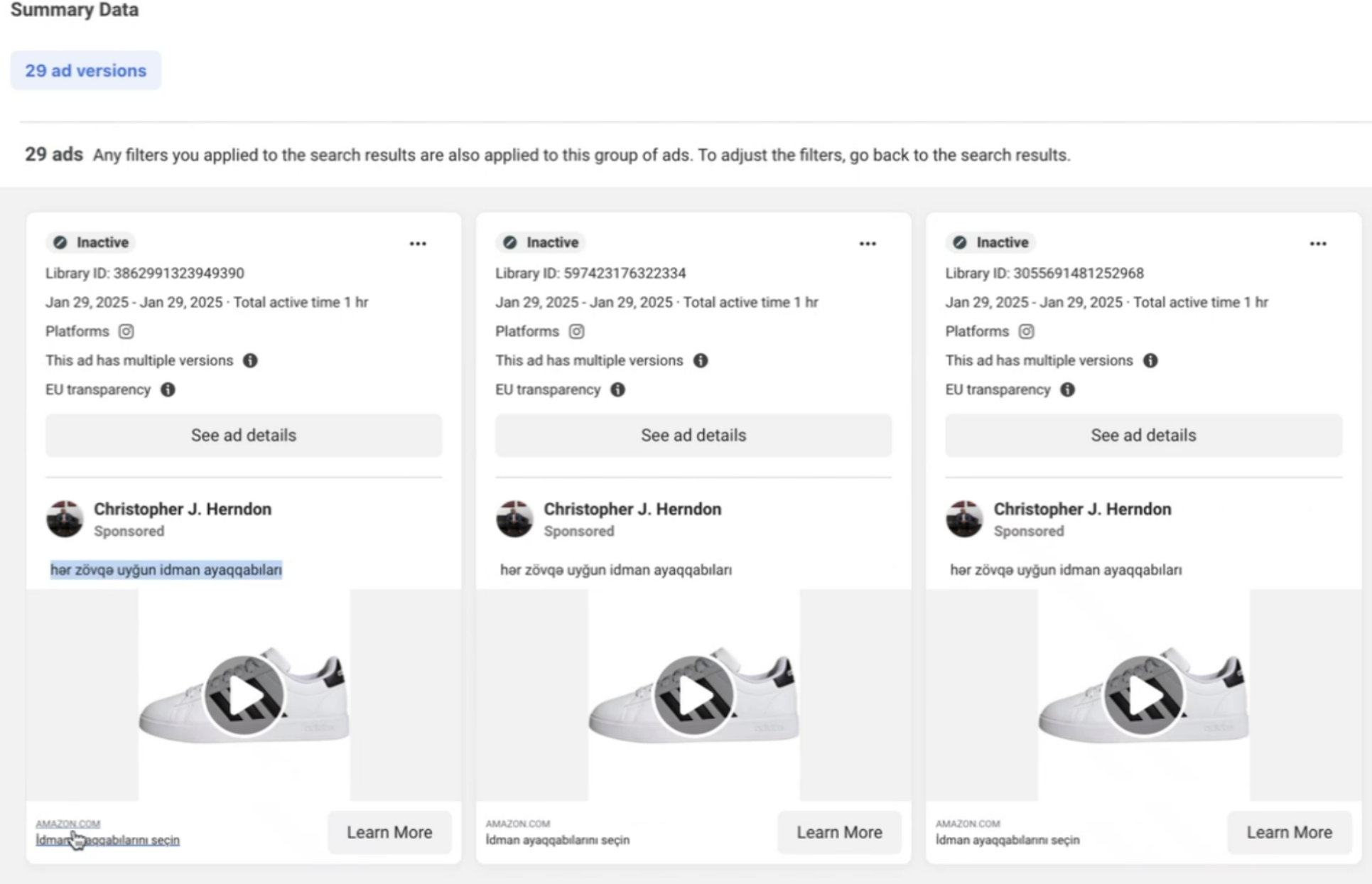 Figure 5: Reckless Rabbit’s Facebook ads for products on Amazon