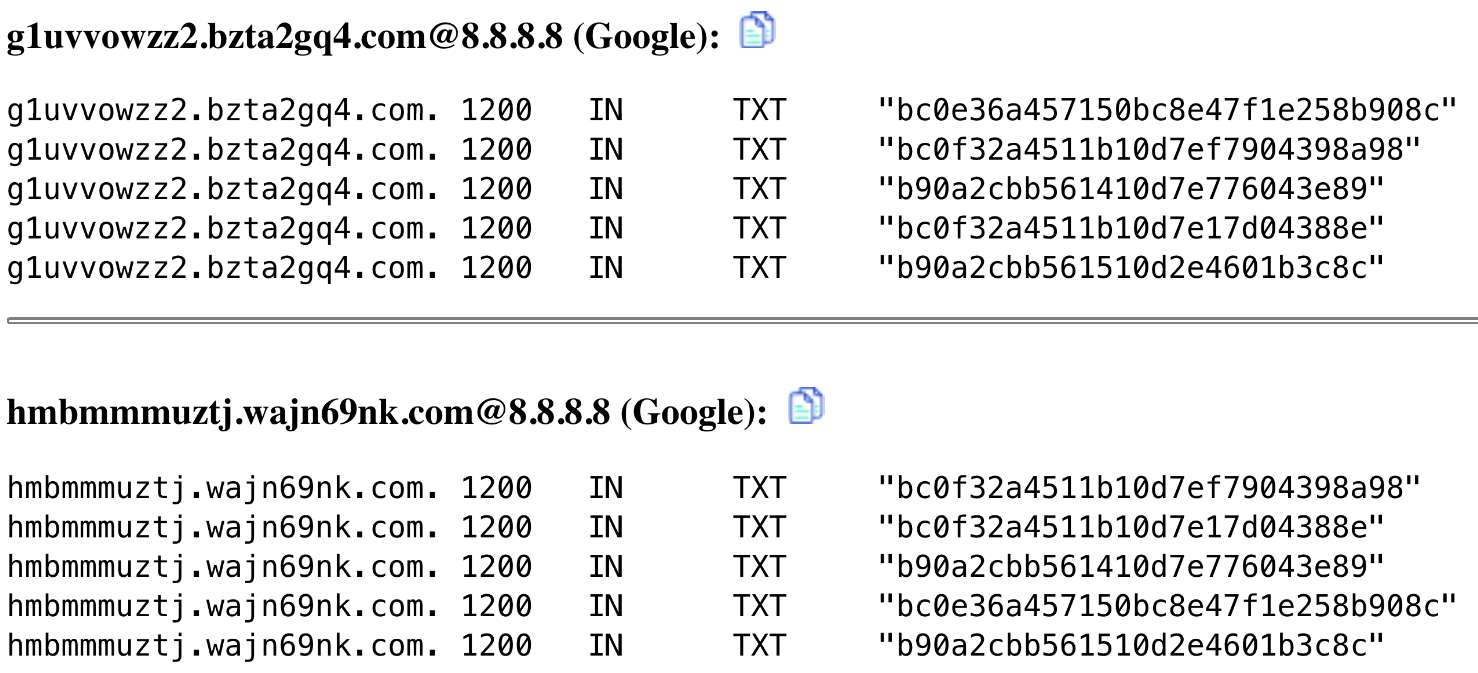 Figure 17. TXT records used as keys