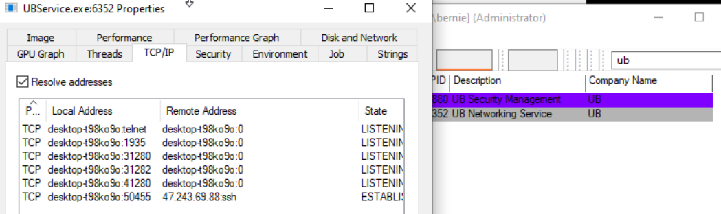 Figure 21. Universe Browser establishing an SSH connection to 47.243.69[.]88 