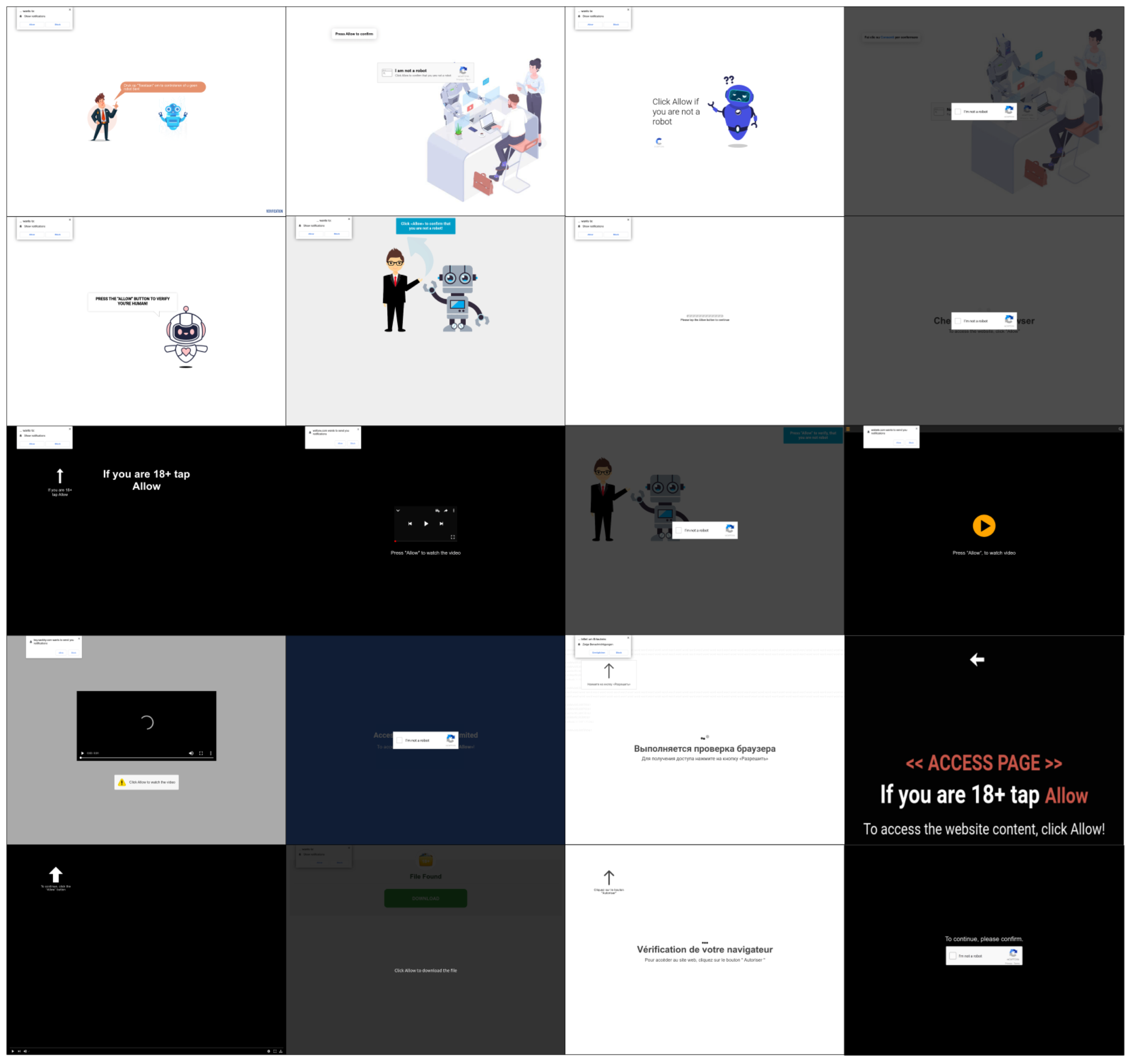 Figure 13. Collection of non-offensive push notification templates used by VexTrio and closely related TDSs