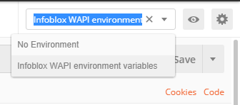 WAPI POSTMAN - Select Environment Variables