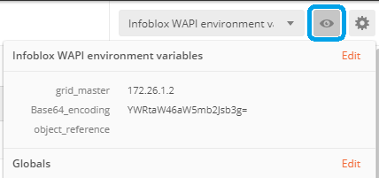 WAPI POSTMAN - View Environment Variables