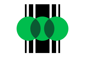 Video thumbnail featuring overlapping green geometric shapes with a central play icon over a black rectangular background