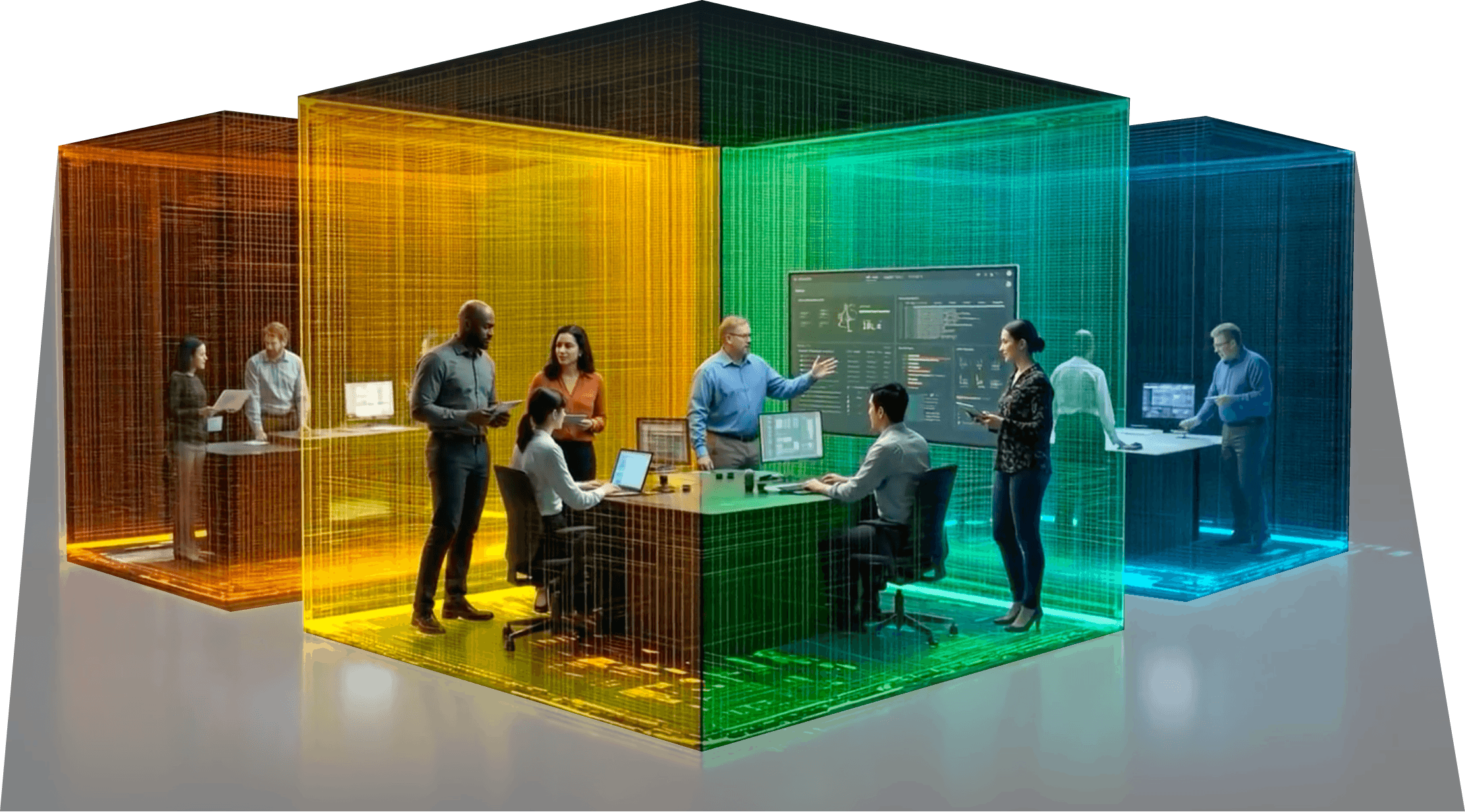 Illustration representing Infrastructure Intelligence and Agentless Visibility on the Infoblox Platform, providing continuous network discovery and real-time asset visibility across hybrid environments.