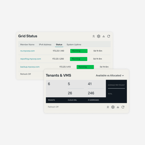 Interfaz gráfica de Infoblox Grid™ que muestra el tiempo de actividad de dispositivos de red específicos.