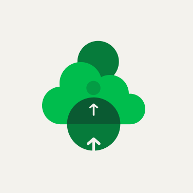 Abstract illustration featuring overlapping green quarter-circle shapes representing network connectivity