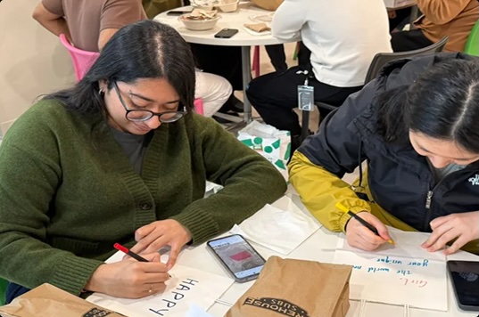 Employees participating in a community volunteer activity.