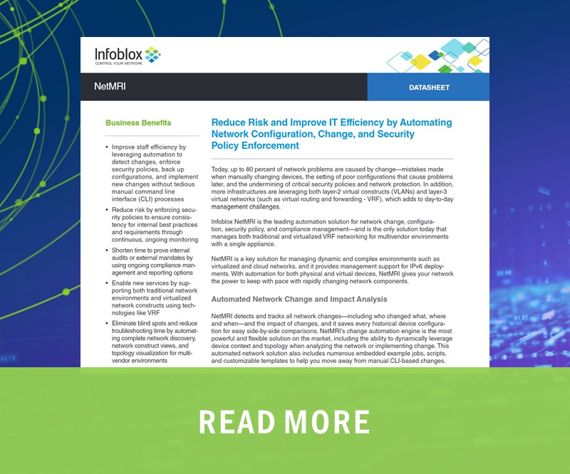 Reduce Risk and Improve IT Efficiency by Automating Network Configuration, Change, and Security Policy Enforcement