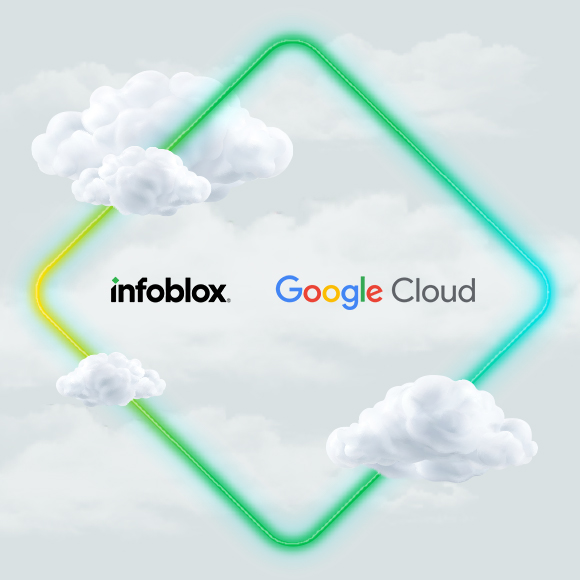 infoblox-google-cloud-secure-transform-network-infoblox-google-cloud An illustrated view of Google Cloud and Infoblox logos.