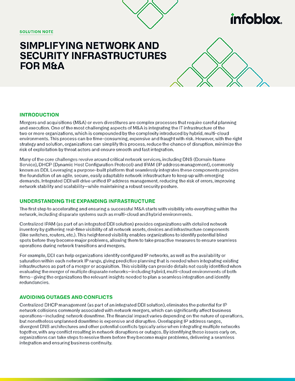 Simplifying Network and Security Infrastructures for M&A
