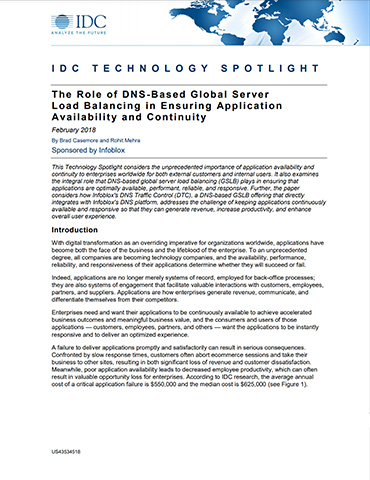 The Role of DNS-Based Global Server Load Balancing (GSLB) in Ensuring Application Availability and Continuity