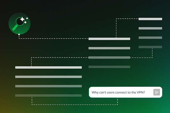 iq-for-ddi-conversational-ai-assistant-image Infoblox IQ for DDI AI assistant analyzing network dependencies to investigate why users cannot connect to the VPN.