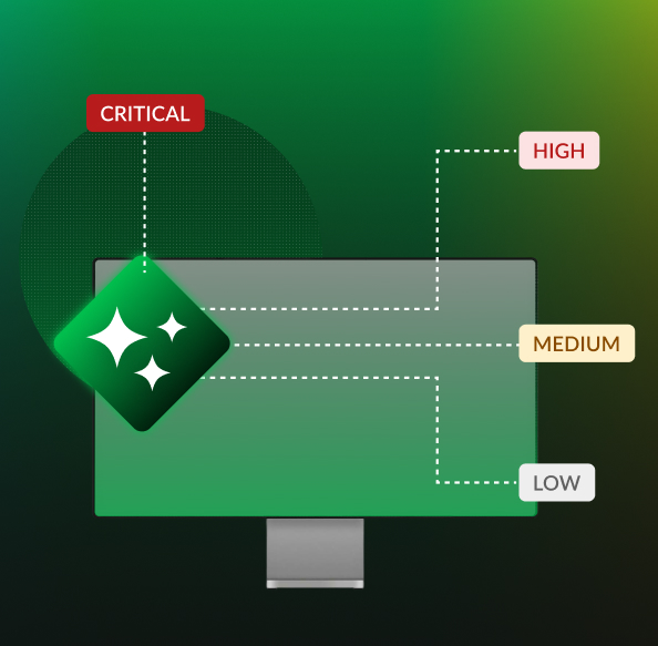 AI-powered cybersecurity dashboard illustrating threat severity classification and prioritization across critical, high, medium and low-risk levels to support security operations and threat response workflows.